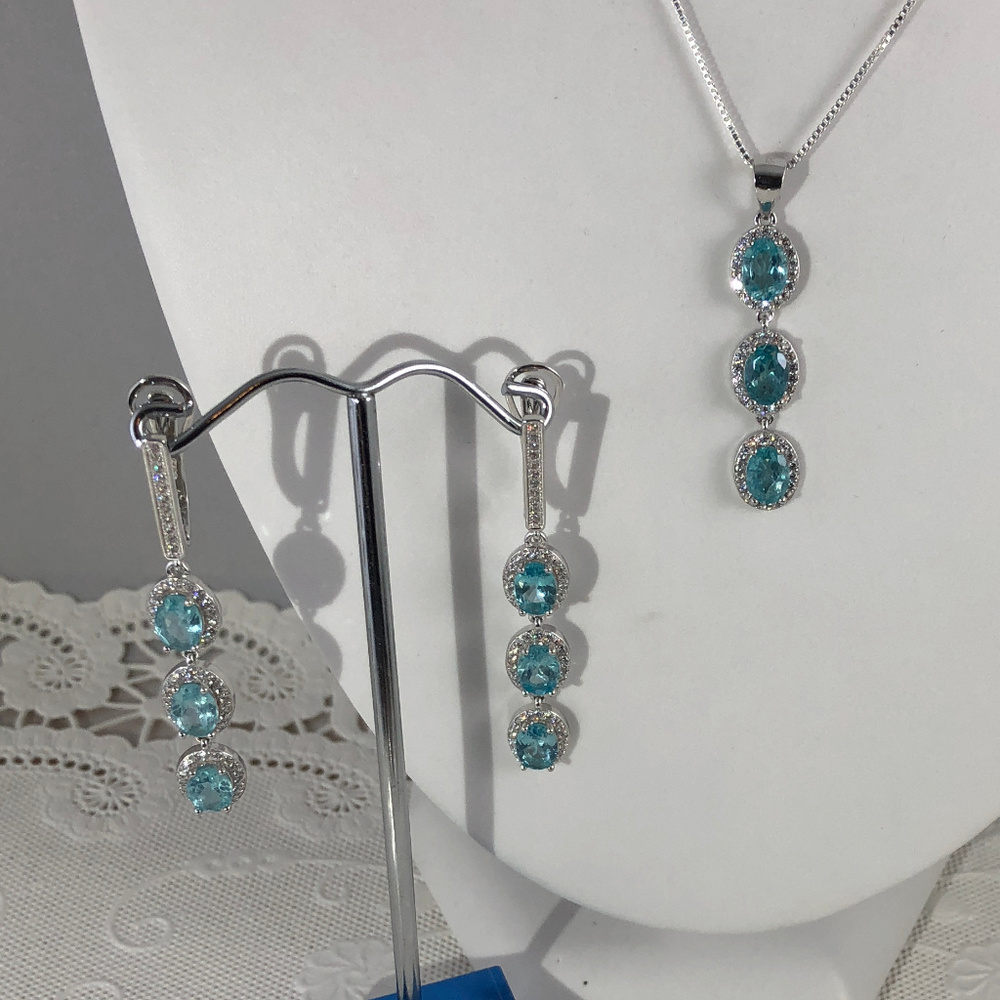 Bewitching Blue Apatite CZ's 925 Silver Earrings